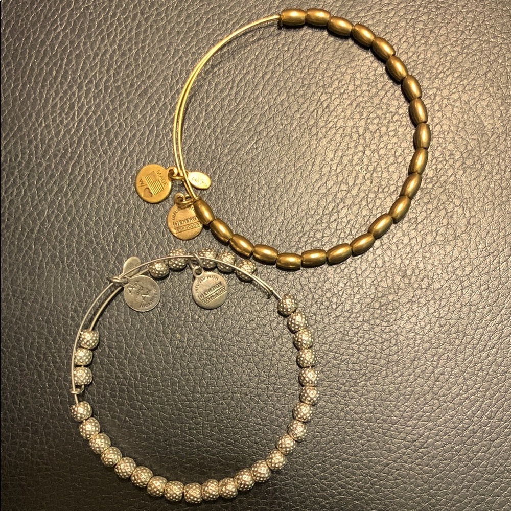 Alex and Ani Gold and Silver Beaded energy Bracelets Set #215
